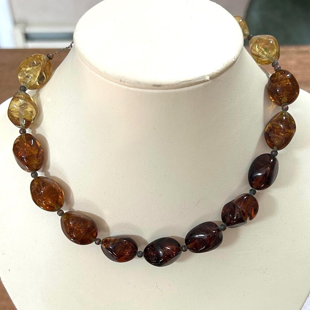 Vintage Amber Glass Beaded Necklace